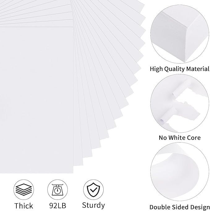100 Sheets White Cardstock 8.5 X 11 Inches, 92lb/250gsm Heavy Weight Printer Thick Card Stock Paper, Construction Paper for Crafts and DIY Cards Making UAP24WH100