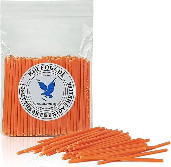 Pearled Candle Extra Wicks 100 Pack for Pearled Candle Making - 2 Inch Orange Cotton Candle Wicks for Candle Making DIY