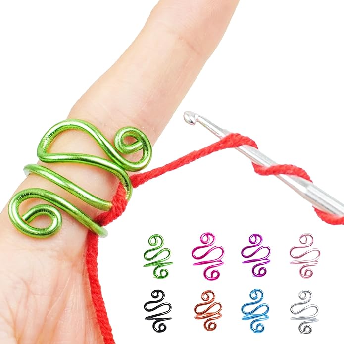 Handmade Crochet Tension Ring, Lefties & Righties Yarn Tension Control, Adjustable Hook Ring, Companion Ring Yarn Regulator, Gift for Crocheters Knitters