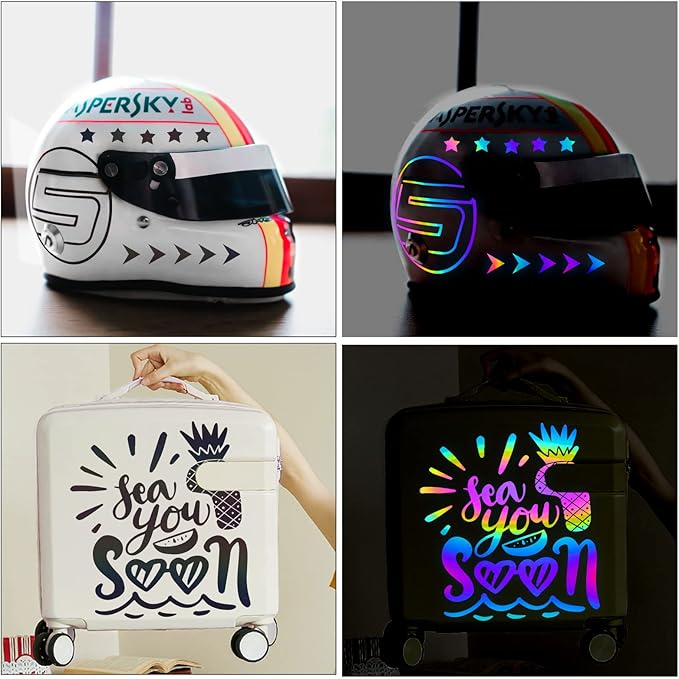 TECKWRAP Black Holographic Reflective Adhesive Vinyl Flashlight Sensitive Vinyl for DIY Craft Cutters, Signs, Scrapbooking, 1ftx5ft, Black