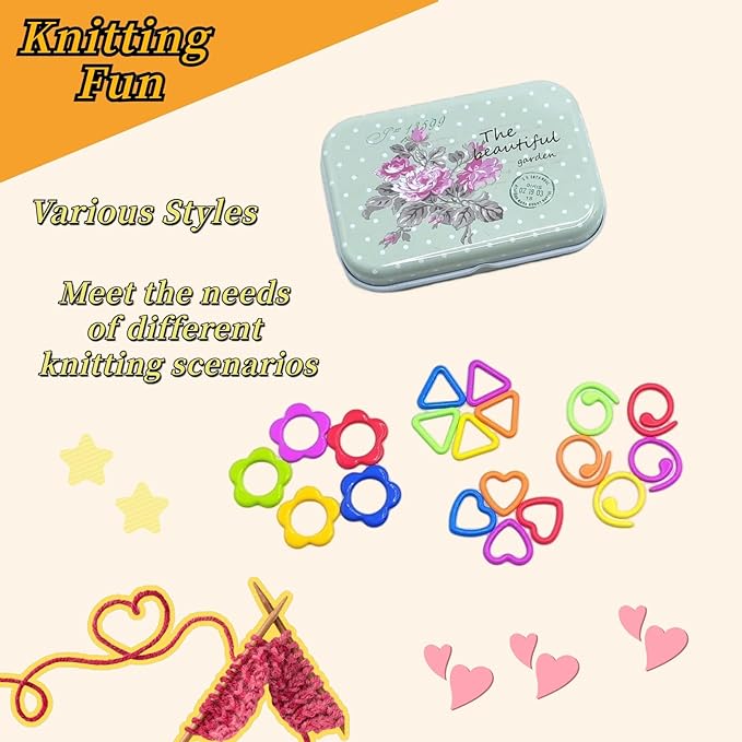 Wonafa 50 Pcs Star Metal Stitch Markers, Knitting Stitch Markers Colorful Crochet Stitch Markers with Storage Box for Crocheting Clothing Tag DIY Craft Project(Pentagram-50Pcs)