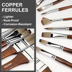 20 Pieces Paint Brushes, Expert Synthetic Nylon Bristles Paint Brush Kit with Palette Knife & Suede Leather Roll, Paint Brushes Set for Oil, Acrylic, Watercolor, Gouache and Detail Paintings