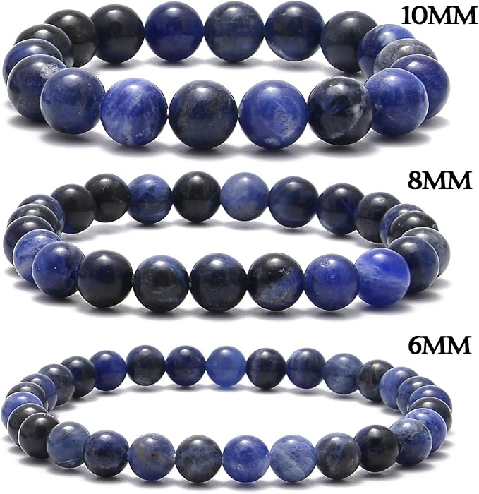 NCB 100pcs 10mm Blue Sodalite Beads Natural Semi Precious Beads Round Smooth Gemstones Loose Spacer Beads Charms for Necklaces Bracelets Jewelry Making (Blue Sodalite, 10mm 100Beads)