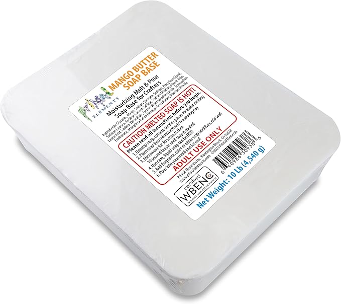 Primal Elements Mango Butter Soap Base - Moisturizing Melt and Pour Glycerin Soap Base for Crafting and Soap Making, Easy to Cut - 10 Pound