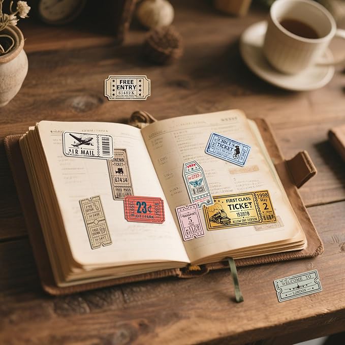 GLOBLELAND Vintage Ticket Clear Stamp for Scrapbooking Train Airplane Tickets Silicone Stamps Tag Frame Transparent Stamp for Card Making DIY Embossing Journaling