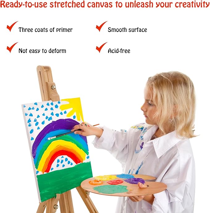 Stretched Canvas for Painting - 8x10 Inch/20 Canvas Value Pack - Triple Primer Acid Free 100% Cotton Blank Canvas for Painting Supplies Oil and Acrylic Pouring Art Watercolor