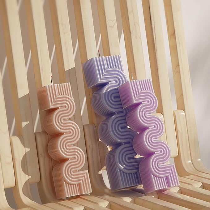 2 Pack S Geometry Candle Mold Geometric Lines Spiral Pillar Resin Casting Mold Resin Making Molds Silicone Mold for Candle Home Decorate Candle Making 3D Animal Mold