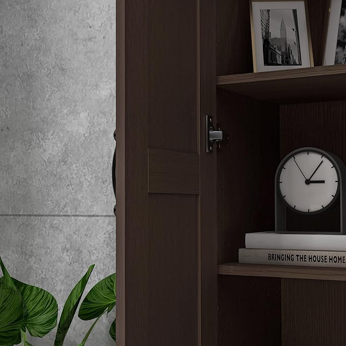 HOMCOM 69" Tall Storage Cabinet with Movable Storage Shelves, Modern Style Pantry Cabinet with Soft Close Doors, Coffee