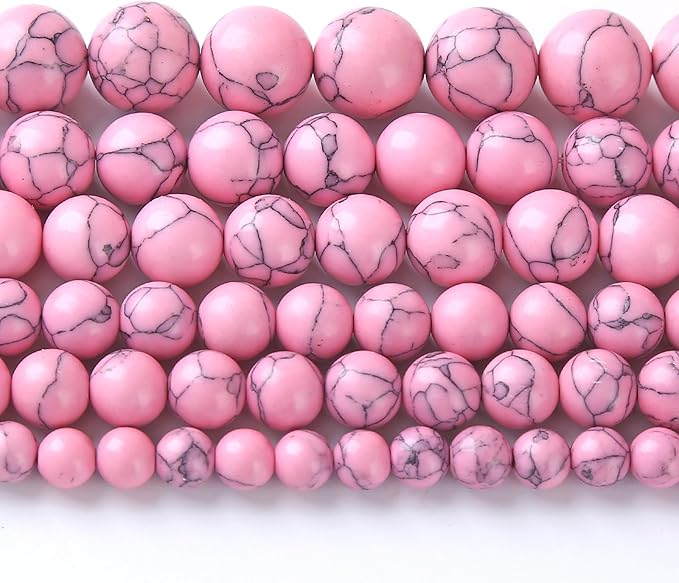 6MM 60PCS Pink Turquoise Spacer Loose Beads for Jewelry Making DIY Bracelet Necklace