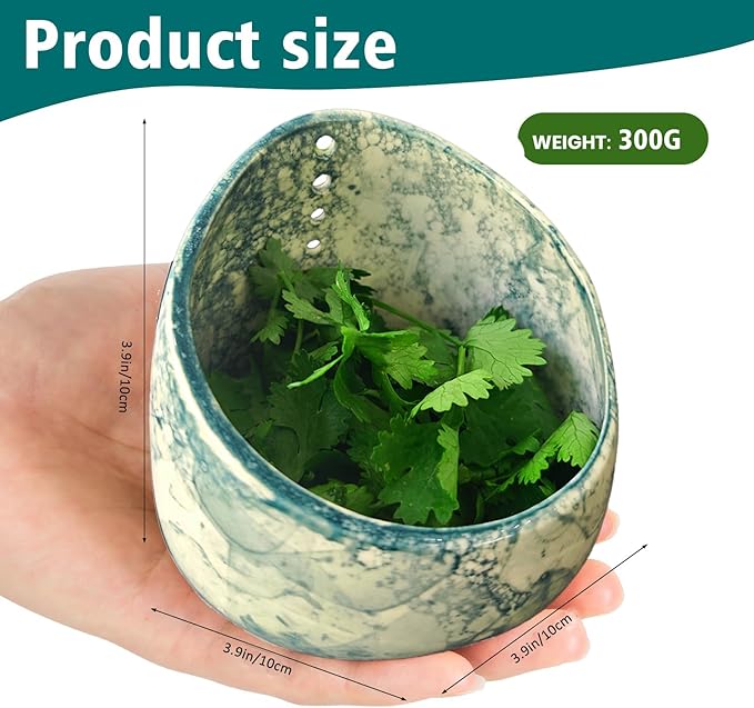 Pottery Herb Stripper Bowl, Ceramic Herb Peeling Bowl, Handmade Herb Stripper Tool Different Round Hole Sizes Suitable for The Leafy Assembly