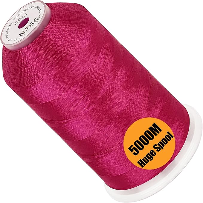 New brothread - Single Huge Spool 5000M Each Polyester Embroidery Machine Thread 40WT for Commercial and Domestic Machines - Crimson (Janome Color)