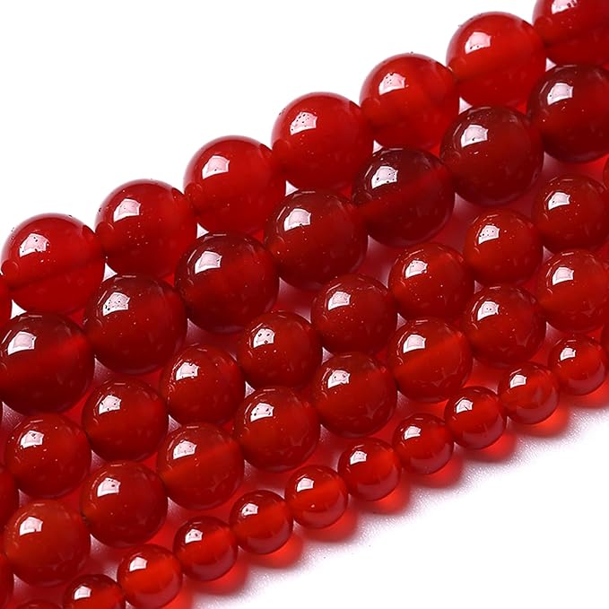 8MM 90pcs Semi-Precious Red Agate Beads Natural Stone Round Loose Beads for Jewelry Making DIY Bracelet Necklace 2 Strands 32"