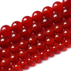12MM 32pcs Semi-Precious Red Agate Beads Natural Stone Round Loose Beads for Jewelry Making DIY Bracelet Necklace 1 Strands 15"