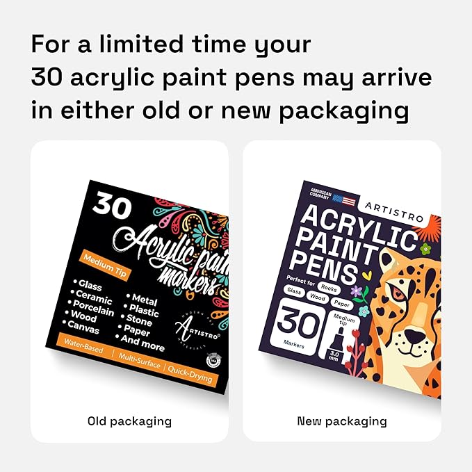 ARTISTRO - Fabric Paint pens and Paint Markers – Permanent Fabric Decorating Pens for Clothes, Canvas, and DIY Crafts (30 Medium Tip)