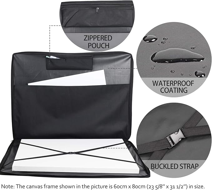 JJRING Art Portfolio Case, Wire Framed Nylon Portfolio Tote, Art Storage Bag in 37 Inches by 28 Inches, Great Carrying Bag for Artworks, Posters, Drawings, Prints(Black)