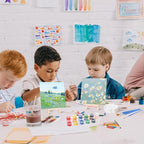 Qilery 24 Set 6 x 6 Inch Canvas Boards and Easel for Painting, Acrylic Paint Strips, Palettes, Brushes, Canvases Painting Kits for Kids Adults Artists Beginners Oil Acrylic Painting Party Favors