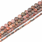 NCB 100pcs Original Natural Stone Beads Gemstone Round Loose Beads 6mm 8mm 10mm (Red Leopard Fur Jasper, 10mm 100Beads)