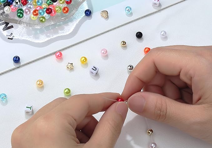XIANNVXI 1260pcs Pearl Beads Kit for Friendship Bracelet 18color 6mm Colorful Pearl Kandi Letter Beads Kit for Jewelry Making DIY Crafts