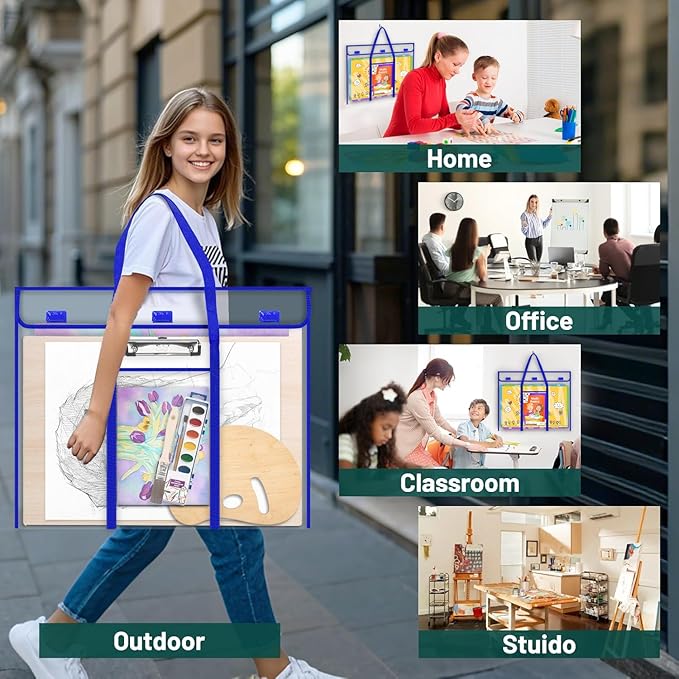 30 x 24 Inch Art Portfolio Case, Portfolio Folder for Artwork, Posters Storage Bag with Pocket and Handle Waterproof Art Portfolio Bag for Poster, Scrapbook, Keepsake and Bulletin Board