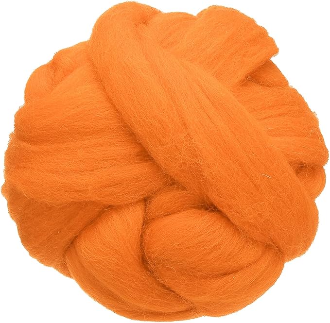 uxcell 3.53oz Wool Roving Yarn, Needle Felting Wool Fiber DIY Craft Needle Wet Felting Supplies for Blending Weaving Handcrafts, Orange Red