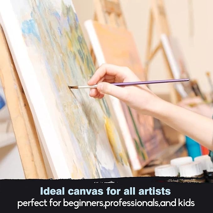 CONDA 8x8 inch Stretched Canvas for Painting, Pack of 8, 100% Cotton, 5/8 Inch Profile Value Bulk Pack for Acrylics, Oils Painting