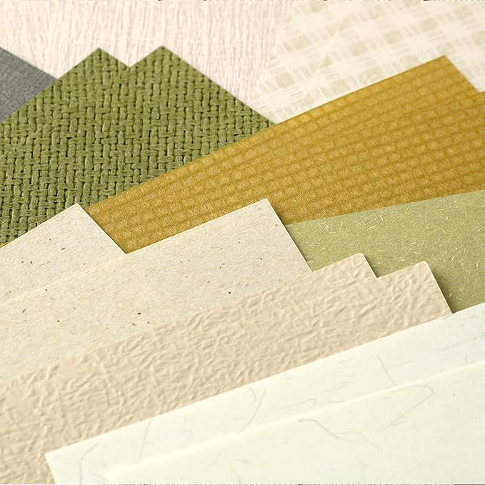 30 sheets Textured art Paper Assorted Set 5.8x8.3 Inch A5 mixed Special Craft Paper for Scrapbooking Junk Journaling Supplies dialy Plan gift Card Embellishments work (Green)