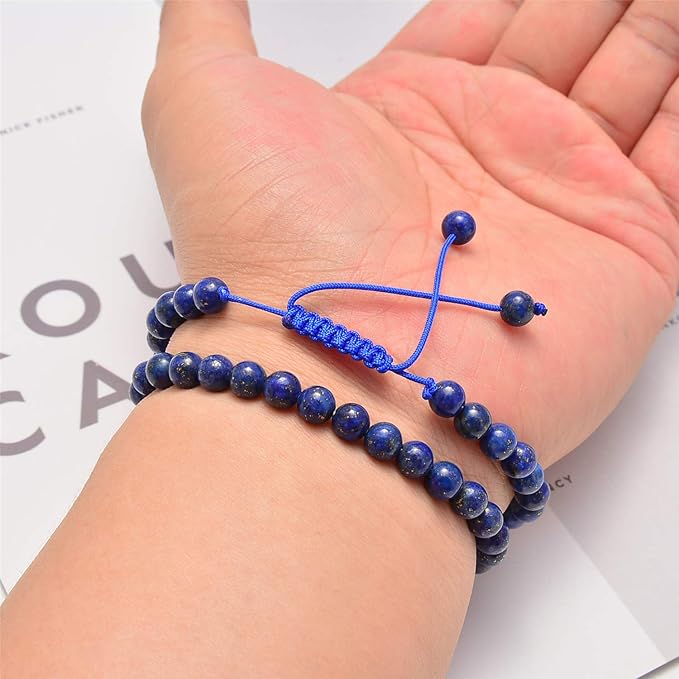 NCB 100pcs 6mm Lapis Lazuli Beads Natural Semi Precious Beads Round Smooth Gemstones Loose Spacer Beads Charms for Necklaces Bracelets Jewelry Making (Lapis Lazuli, 6mm 100Beads)