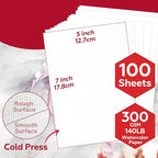100 Sheets Watercolor Paper Bulk，5 x 7 Inch Cold Press 140 lb/300 GSM Water Color Paper for Kids Adults.Watercolor Drawing Paint Paper for Art Drawing Supplies