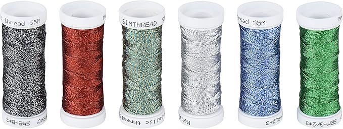 Simthread 6 Colors 3-Ply Metallic Shuttle Tatting Yarn 50 Meters Each for Shuttle Tatting Jewellery lacemaking #3