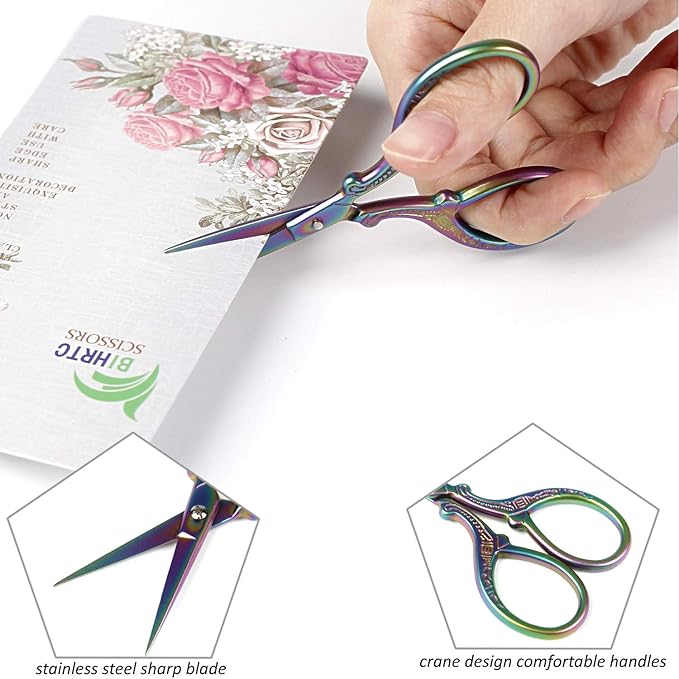 BIHRTC 2 Pairs 3.6 Inch Sewing Scissors with Leather Cover - Stainless Steel Sharp Tip Needlepoint Scissors for Sewing, Crafting, Art Work & Threading