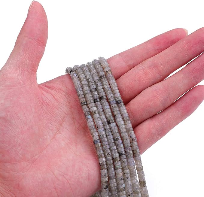 Natural Spectrolite Spacer Beads Caps Loose Semi Gemstone for Beading Jewelry Making 4mmx2mm 38cm