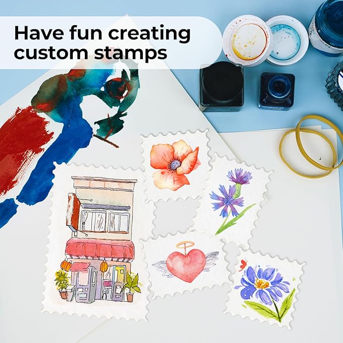 Funto Blank Watercolor Paper Postcards, 100% Cotton, 28 Cards+2 Watercolor Stamps, 4x6, 140lb/300gsm, Acid-Free Heavyweight for Thanks
