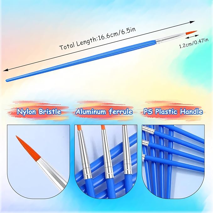 Small Paint Brushes Bulk 120 Pcs - Round Tip for Acrylic Watercolor Canvas Face Painting, Kids Classroom Art Supplies & Touch Up Kits