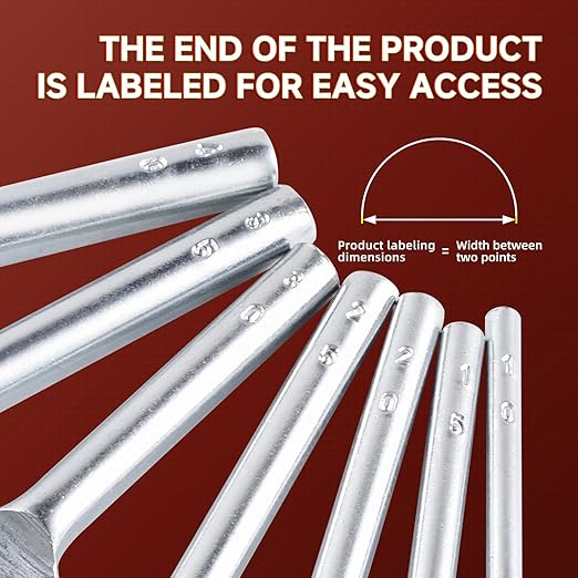 7Pcs Leather Craft Tools Precision Arc-Shaped Half Round Punch Set & Edge Cutters for Belt, Wallet, and Bag Making (Sizes from 10mm to 40mm)