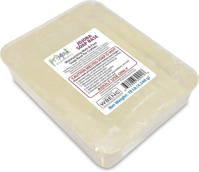Primal Elements Jojoba Oil Soap Base - Moisturizing Melt and Pour Glycerin Soap Base for Crafting and Soap Making, Easy to Cut - 10 Pound
