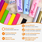 TECKWRAP Permanent Vinyl, Rainbow Sampler - 12in x 5ft Rolls 12 Colors Permanent Adhesive Vinyl Rolls for Cricut, Silhouette, Cameo Cutters, Signs, Scrap-Booking, Craft, Die Cutters