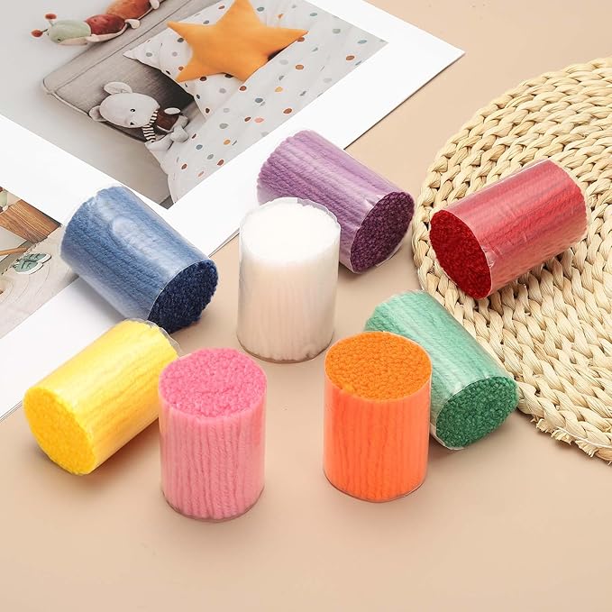 PATIKIL 15 Rolls Latch Hook Yarn, Latch Hook Kit Yarn Precut Hook Rugs Making Crochet Bundles for Latch Hook Rug Adults Beginners Tapestry DIY Craft, Light Brown