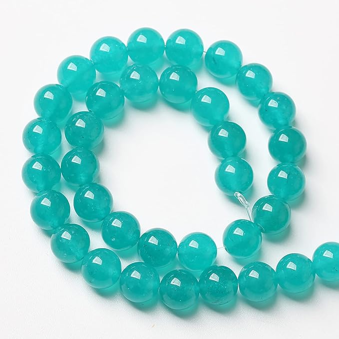 120PCS 6mm Natural Stone Beads Blue Amazonite Jade Stone Round Loose Beads for Jewelry Making DIY Bracelet Necklace 32" 2 Strands