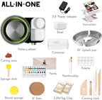 Pottery Wheel for Adults - Complete Pottery Tools Kit for Beginners, 6" Turntable Two-Way Rotation Adjustable Speed, 2.2 lbs. Air Dry Clay, Mini Clay Making Pottery Wheel with Storage Design (Green)