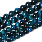 AAA Natural Blue Tiger Eye Gemstone Beads Natural Round Loose Stone Beads for Jewelry Making DIY Bracelet Necklace Earrings 12mm 32pcs 1 Strand 15" (Blue Tiger Eye, 12mm)