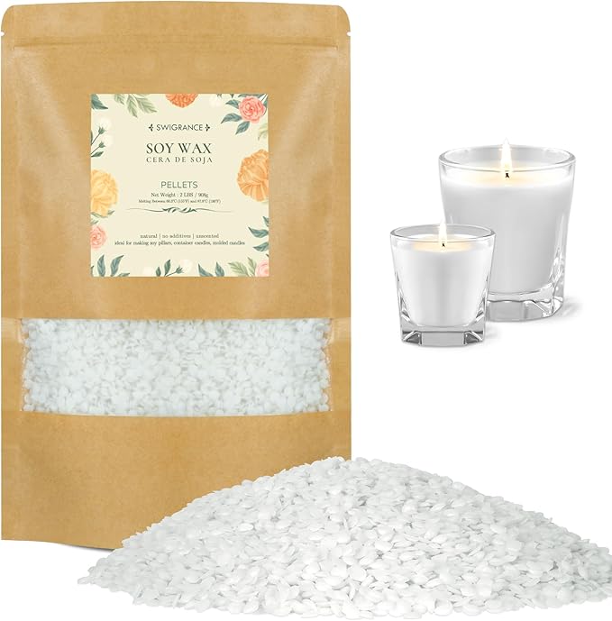 SWIGRANCE Soy Wax Pellets 2LBS / 908g, Natural Soy Candle Wax Candle Making Supplies, for Making Pillars, Container and Molded Candles, Cire de SOJA