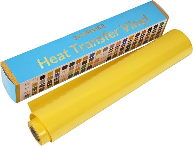 HTV Yellow Heat Transfer Vinyl Rolls 12 Inch by 8feet Roll Iron on DIY for T-Shirt Easy to Cut & Weed for Heat Vinyl Design Glossy (8Ft, Yellow)