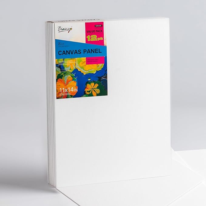 Bianyo 11x14 Inch Canvas Panels for Painting – 12 Pack, 100% Cotton, Triple Primed & Acid-Free, Art Boards for Acrylic & Oil Paints, Ideal for Artists, Students, Hobbyists & Beginners