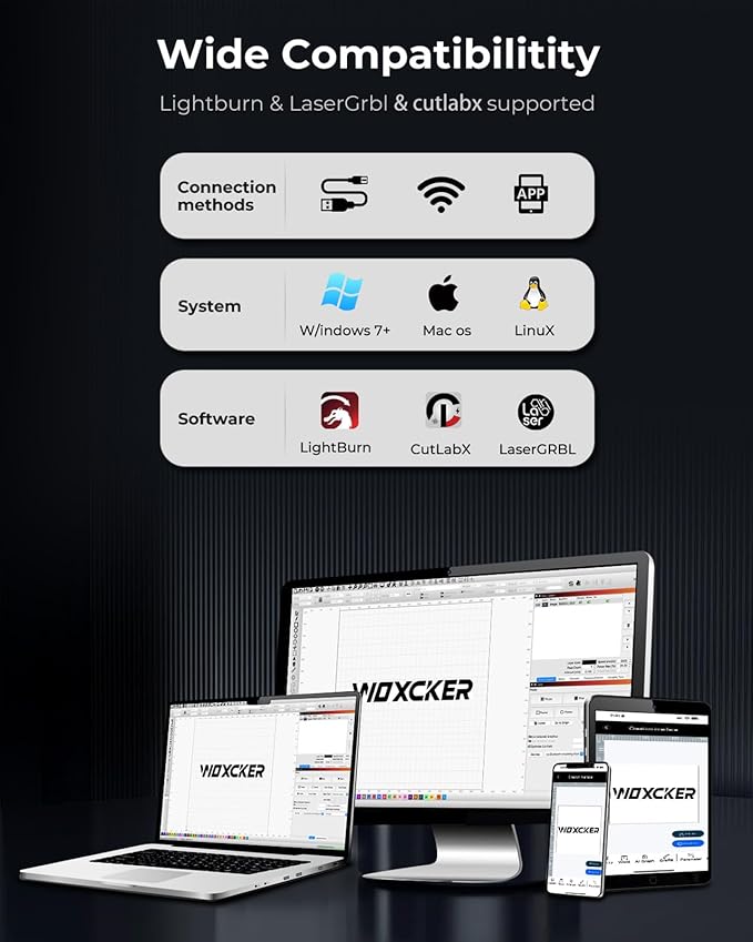 Laser Engraving Machine, Woxcker L2 MAX 5.5W Enclosure Laser Engraver, 300x300mm Bed Size 0.01mm High Precision Laser Engraving and Cutting for Wood Leather Glass Acrylic (Class 1 Laser 5500mW)
