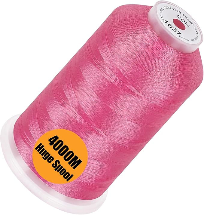 New brothread - Single Huge Spool 4000M Each Polyester Embroidery Machine Thread 40WT for Commercial and Domestic Machines - Christmas Pink
