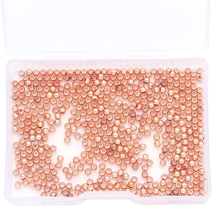 Rose Gold Plated Round Spacer Beads 2.5mm 500pcs for Jewelry Making Findings Non Tarnish