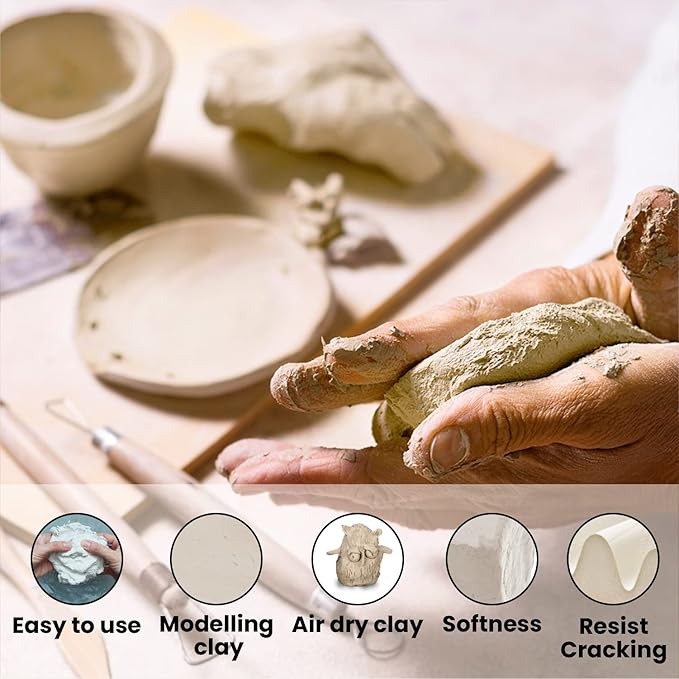 Old Potters Air Dry Modeling Clay, 25 lbs, All Natural Modeling Clay. Ideal for Beginners and Advanced Sculptors. 25 lbs.