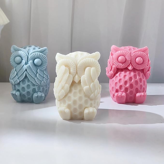 3D Owl Mold Nighthawk Molds Owl Candle - Resin Casting Silicone Molds for Home Decor & Candle Making Wave Spiral Mold