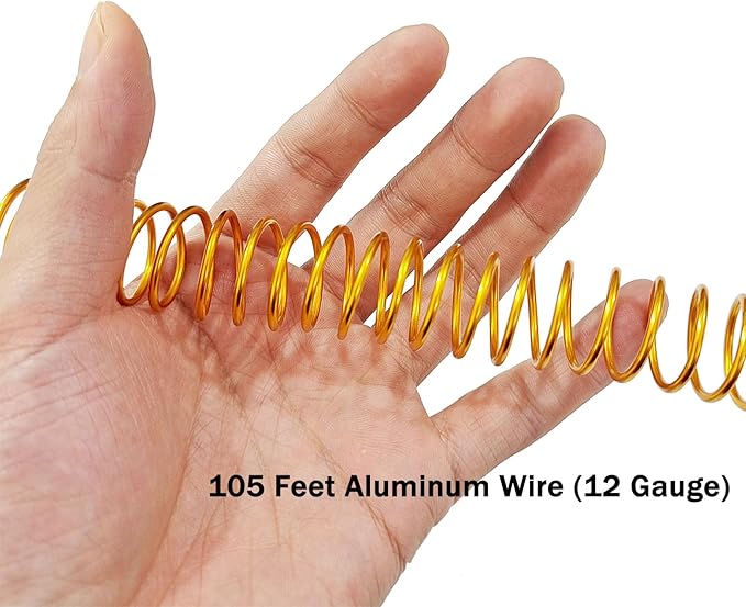 YEQIN 12 Gauge Aluminum Wire, 105 Feet 2mm Bendable Metal Craft Wire for Sculpting, Armature, Jewelry Making, Floral Making, Doll Making, Modelling, Crafting, Bonsai Training (Gold)