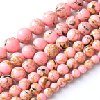 90PCS 8MM Pink Shell Turquoise Stone Beads with Mother-of-Pearl Round Beads for DIY Jewelry Making 2 Strands 32"